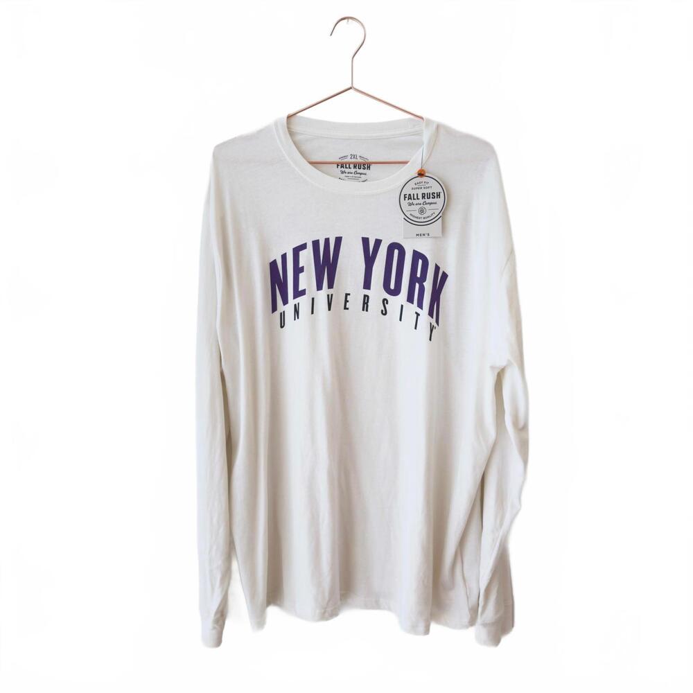 NYU White Long Sleeve Graphic Tee Size 2XL - New with Tags‎